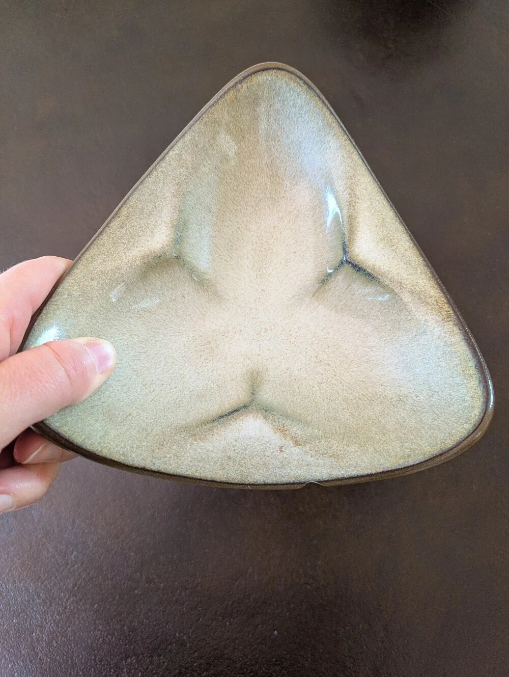 Vintage Ceramic Catch-all Dish in Pale Green And Brown
